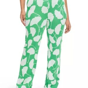 Diane Von Furstenberg x Target Gingko Green and White Knit Flare Pants